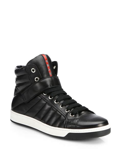 prada sneakers eleganti|prada designer high top sneakers.